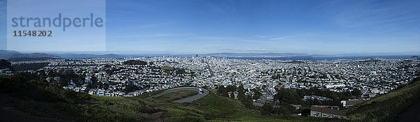 USA  Kalifornien  Panorama-Blick über San Fransisco von Twin Peaks aus