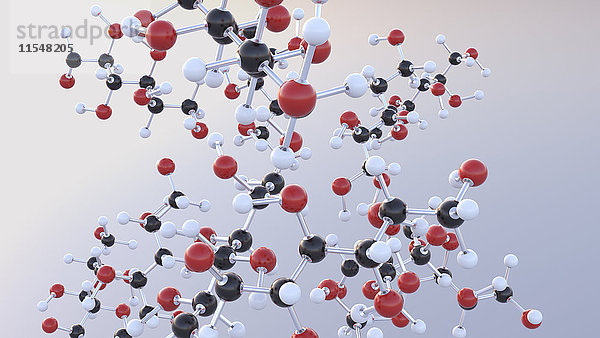 Molekularstruktur  Traubenzucker  molekular  3D-Rendering