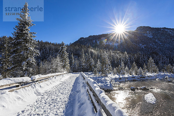 Deutschland  Oberbayern  zwischen Vorderriss und Wallgau  Oberes Isartal im Winter