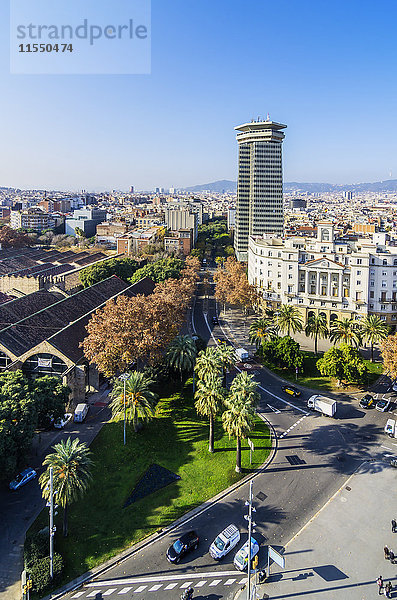 Spanien  Barcelona  Stadtbild von der Kolumbus-Säule aus gesehen mit Ramblas