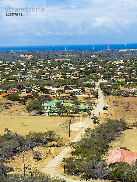 Karibik  Bonaire  Kralendijk  Blick auf die Küste und die Stadt Rincon