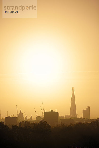 UK  London  Skyline mit St. Paul's Cathedral und The Shard im Morgenlicht