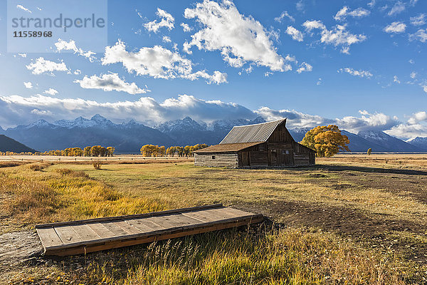 USA  Wyoming  Grand Teton National Park  Jackson Hole  T. A. Moulton Barn vor der Teton Range