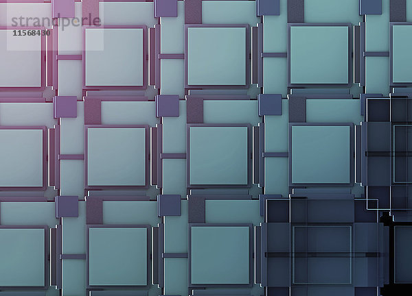 Formatfüllendes dreidimensionales Muster sich wiederholender blauer Klötze