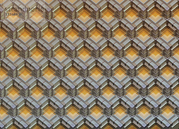 Formatfüllendes dreidimensionales Muster sich wiederholender Bauklötze