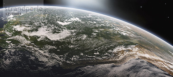 Digital manipuliertes Bild des Amazonas und der Anden aus dem Weltraum
