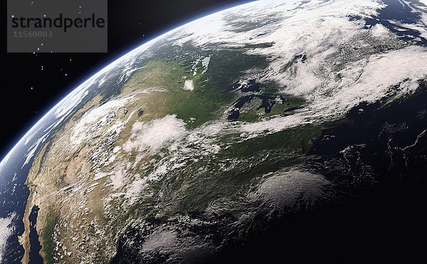 Digital manipuliertes Bild der Großen Seen aus dem Weltraum