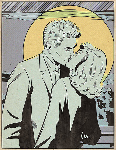 Junges Paar küsst sich im Mondschein