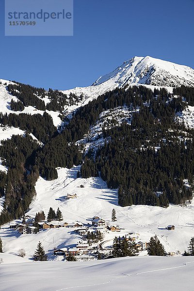 Mittelberg im Winter  Kleinwalsertal  Allgäuer Alpen  Vorarlberg  Österreich  Europa