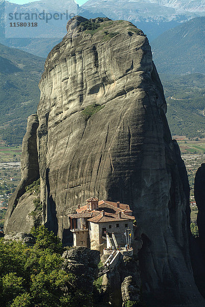 Ansicht des Klosters Roussanou auf einer Felsformation  Meteora  Thassalien  Griechenland