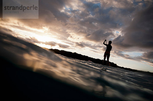 Surfer paddeln auf dem Surfbrett im Ozean