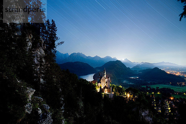 Schloss Neuschwanstein  Sterne bei Nacht