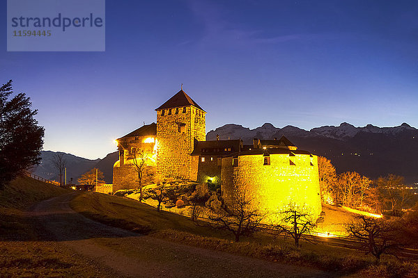 Liechtenstein  Vaduz  Schloss Vaduz zur blauen Stunde