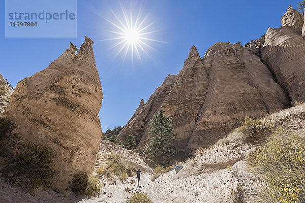 USA  New Mexico  Pajarito Plateau  Sandoval County  Kasha-Katuwe Zeltfelsen National Monument  Wüstental mit bizarren Felsformationen