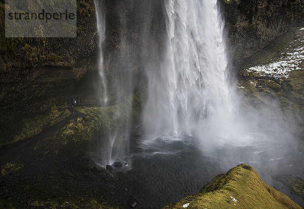 Island  Detail des Seljalandsfoss Wasserfalls