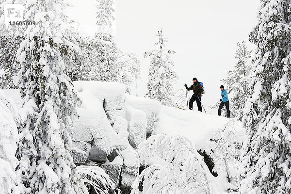 Menschen beim Skifahren in einer Winterlandschaft