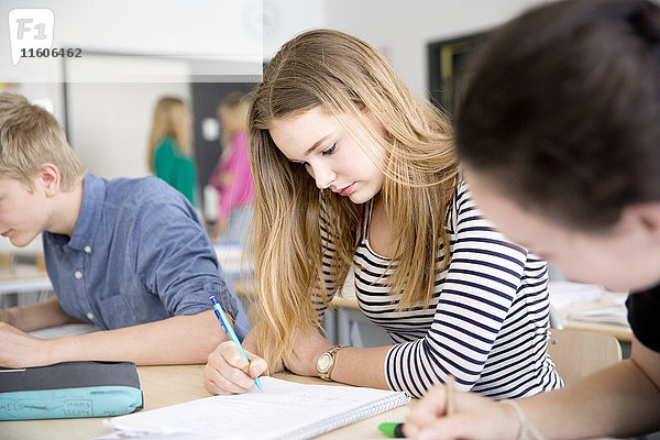 Teenager-Mädchen lernt im Klassenzimmer
