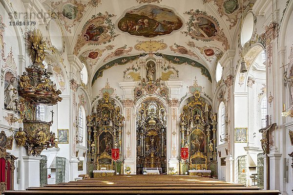 Wallfahrtskirche Maria Hilf  Kirchenschiff  Innenausstattung Rokoko  Klosterlechfeld  Schwaben  Bayern  Deutschland  Europa
