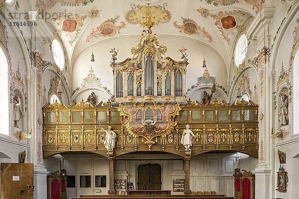 Wallfahrtskirche Maria Hilf  Orgelempore  Innenausstattung Rokoko  Klosterlechfeld  Schwaben  Bayern  Deutschland  Europa