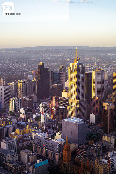 Australien  Melbourne Blick zum Finanzdistrikt von oben
