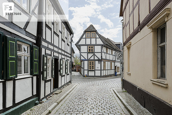 Deutschland  Sachsen-Anhalt  Tangermuende  Fachwerkhäuser in der Altstadt