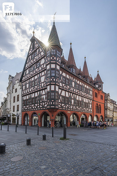 Deutschland  Fulda  Blick auf das alte Rathaus im Gegenlicht
