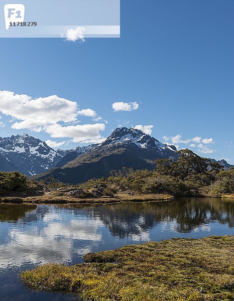 Kleiner Bergsee mit Spiegelung  Mount Lyttle  Key Summit Track  Fiordland National Park  Region Southland  Neuseeland  Ozeanien