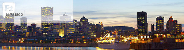 Montreal Skyline in der Abenddämmerung; Montreal  Quebec  Kanada'.