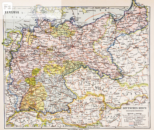 Karte von Deutschland zwischen dem Ersten und dem Zweiten Weltkrieg. Aus Meyers Lexikon  veröffentlicht 1928.