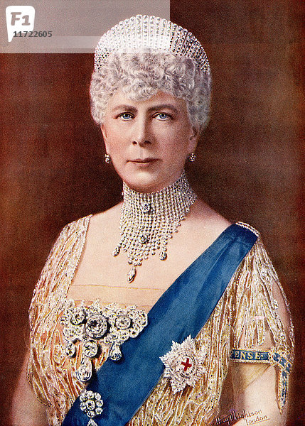 Maria von Teck  1867 - 1953. Königin des Vereinigten Königreichs und der britischen Dominions und Kaiserin von Indien als Ehefrau von König-Kaiser Georg V. Von ihren gnädigen Majestäten König Georg VI. und Königin Elisabeth  veröffentlicht 1937.