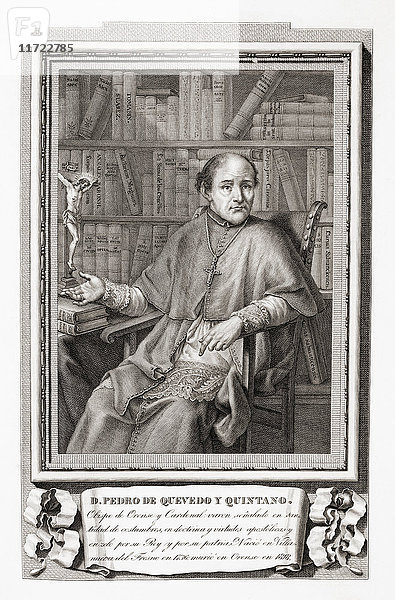Pedro Benito Antonio Quevedo y Quintano  1736 - 1818. Spanischer römisch-katholischer Geistlicher und Politiker. Nach einer Radierung in Retratos de Los Españoles Ilustres  veröffentlicht in Madrid  1791
