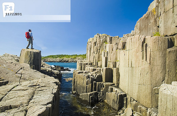 Wanderer entlang der Basaltklippen  Bay of Fundy; Brier Island  Nova Scotia  Kanada'.