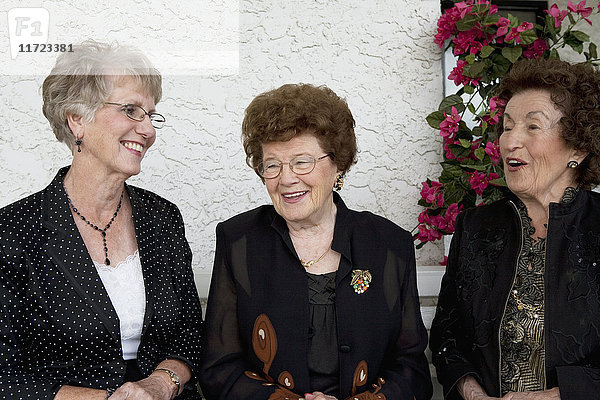 Drei Frauen  die miteinander sprechen; Edmonton  Alberta  Kanada .