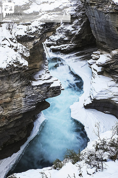 Athabasca-Wasserfälle im Winter  Jasper National Park; Alberta  Kanada'.