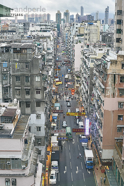 Geschäftige Stadtansicht  Yau Ma Tei  Hongkong