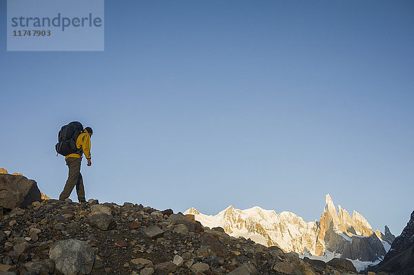 Wandern von Menschen in der Nähe von Laguna Torre  El Chalten  Los Glaciares-Nationalpark  Argentinien