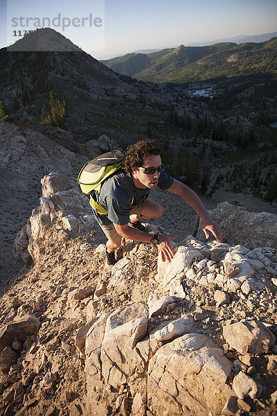 Wandern beim Klettern  Sunset Peak trail  Catherine's Pass  Wasatch Mountains  Utah  USA
