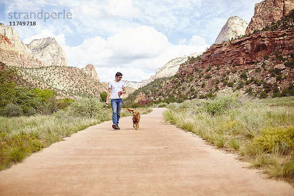 Spaziergehender Hund  Zion  Utah  USA