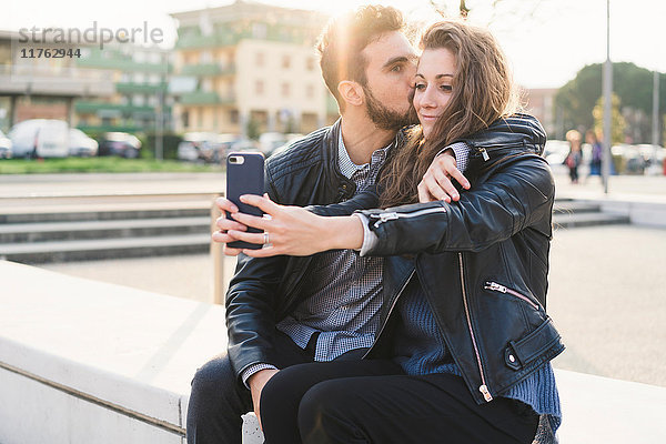 Paar  das Selfie nimmt  Florenz  Italien