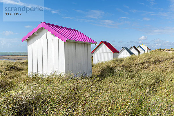 Strandhütten  Gouville-sur-Mer  Normandie  Frankreich  Europa