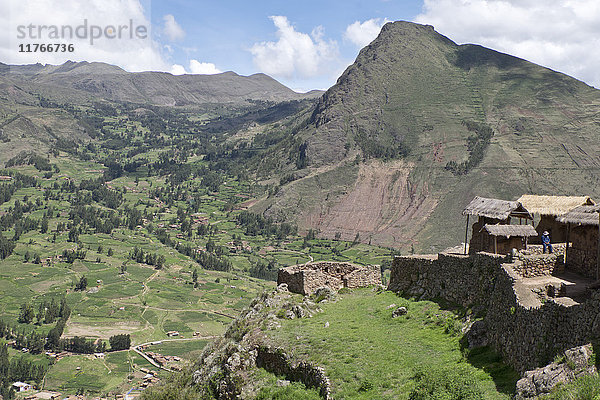 Ruinen der archäologischen Inka-Stätte von Pisac bei Cusco  Peru  Südamerika
