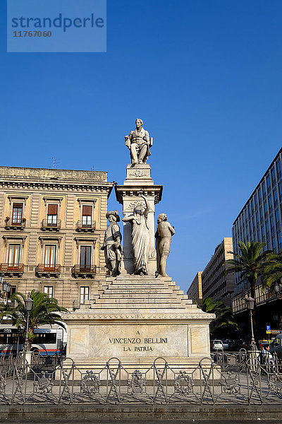 Vincenzo Bellini Denkmal  Piazza Stesicoro  Catania  Sizilien  Italien  Europa