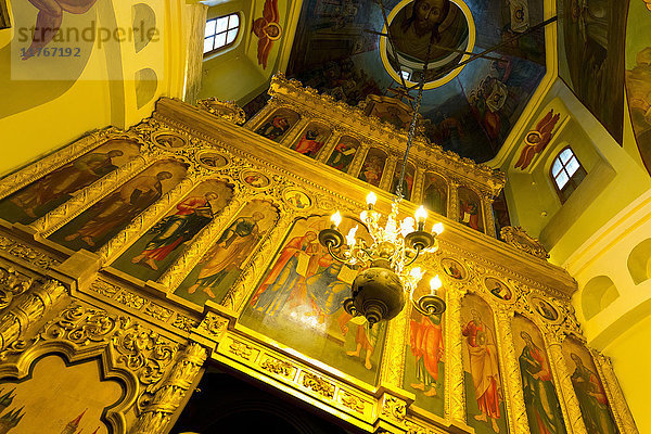 Ikonostase im Inneren der Basilius-Kathedrale  Moskau  Russland  Europa