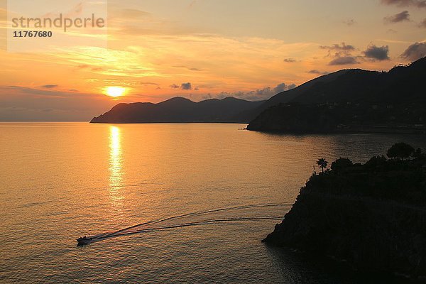 Italienische Küste bei Manarola  Cinque Terre  UNESCO-Weltkulturerbe  Ligurien  Italien  Europa