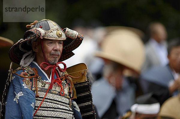 Krieger in voller Montur während des Jidai-Festivals  Kyoto  Japan  Asien