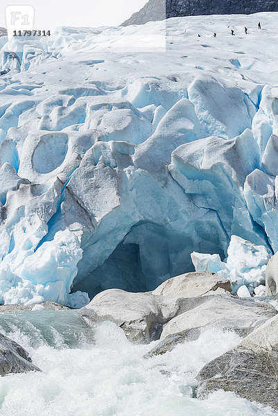Gruppe von Wanderern auf dem Gletscher