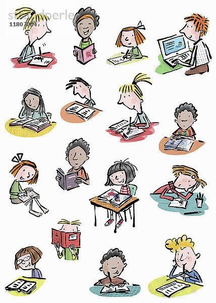 Viele junge Kinder genießen lesen und schreiben