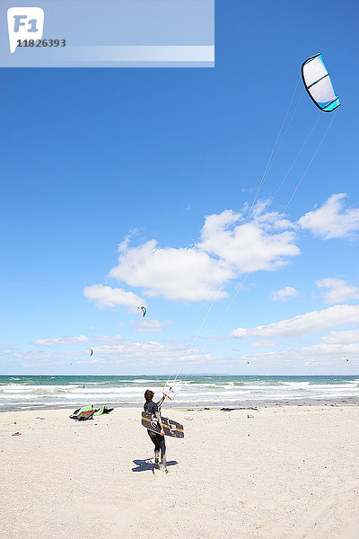 Kitesurfer am Strand  Hornbæk  Hovedstaden  Dänemark