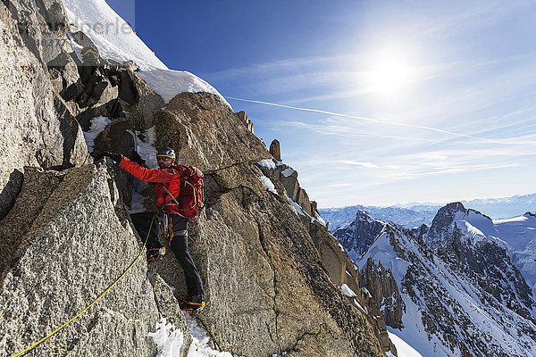 Klettern Les Droites  4000m  Chamonix  Rhone Alpes  Haute Savoie  Französische Alpen  Frankreich  Europa