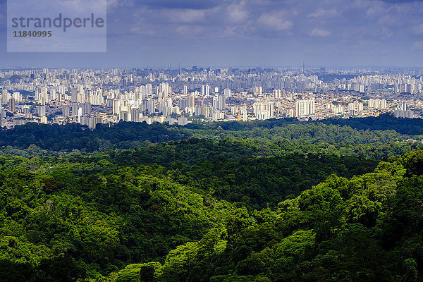 Zentral Sao Paulo vom Regenwald des Serra da Cantareira State Park aus  Brasilien  Südamerika